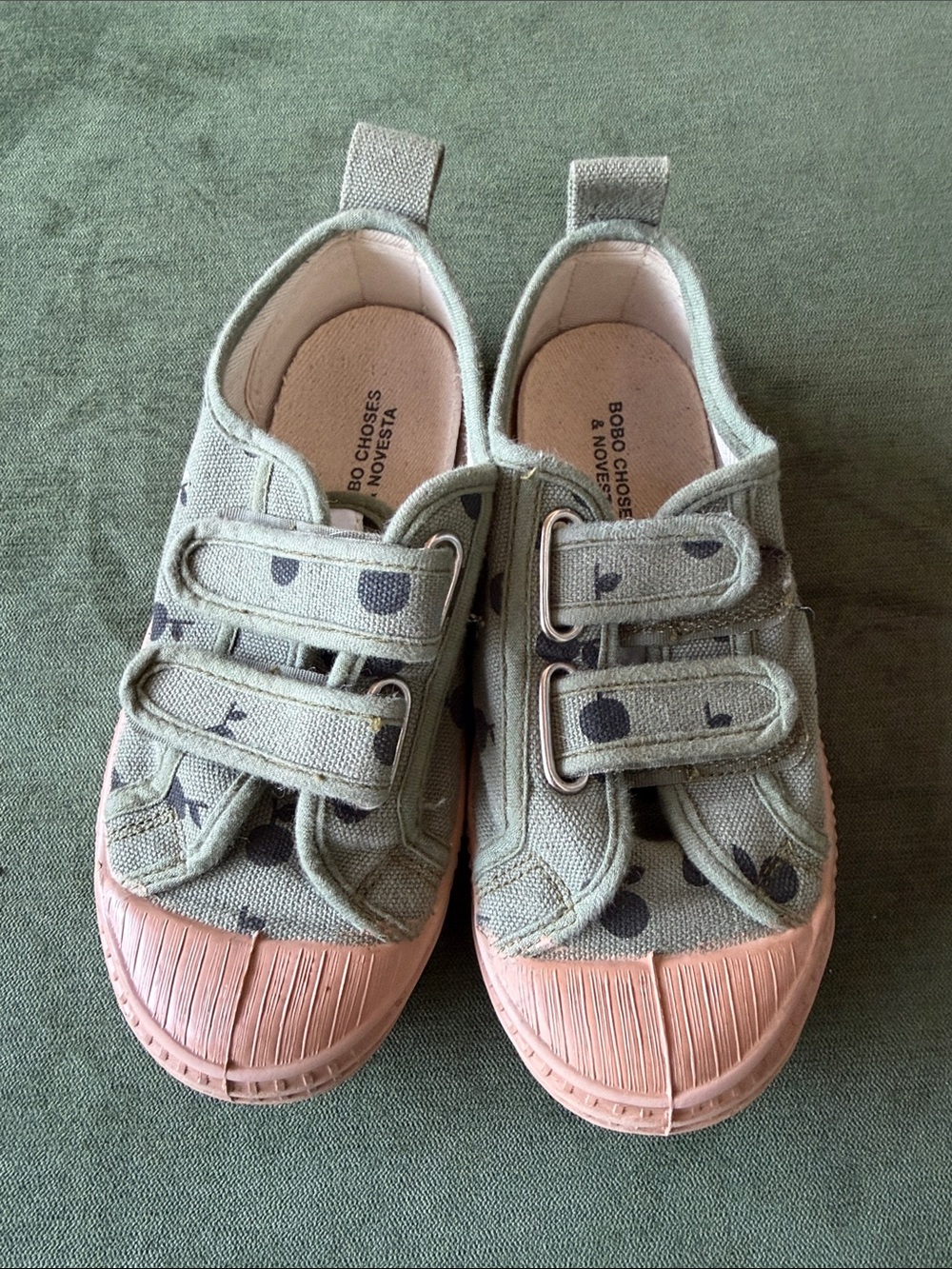 Novesta x Bobo Choses Olive Canvas Sneakers with Apple print